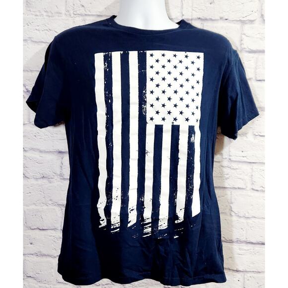 Lifestyle Classics Blue White American Distressed Flag Graphic Shirt Medium - Picture 1 of 3